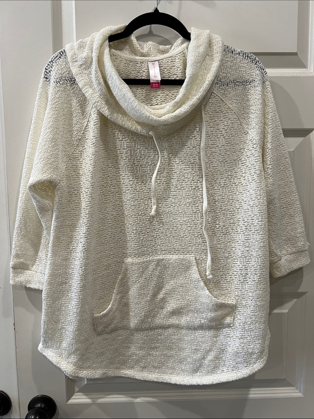 Cozy Ivory Textured Pullover with Cowl Collar Sz XL Womens